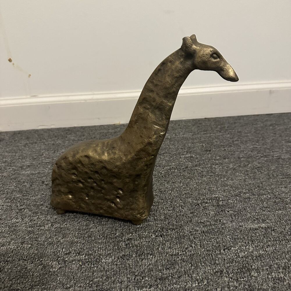 Vintage MCM style Gold abstract Iron or Metal giraffe figurine Made In India 10”